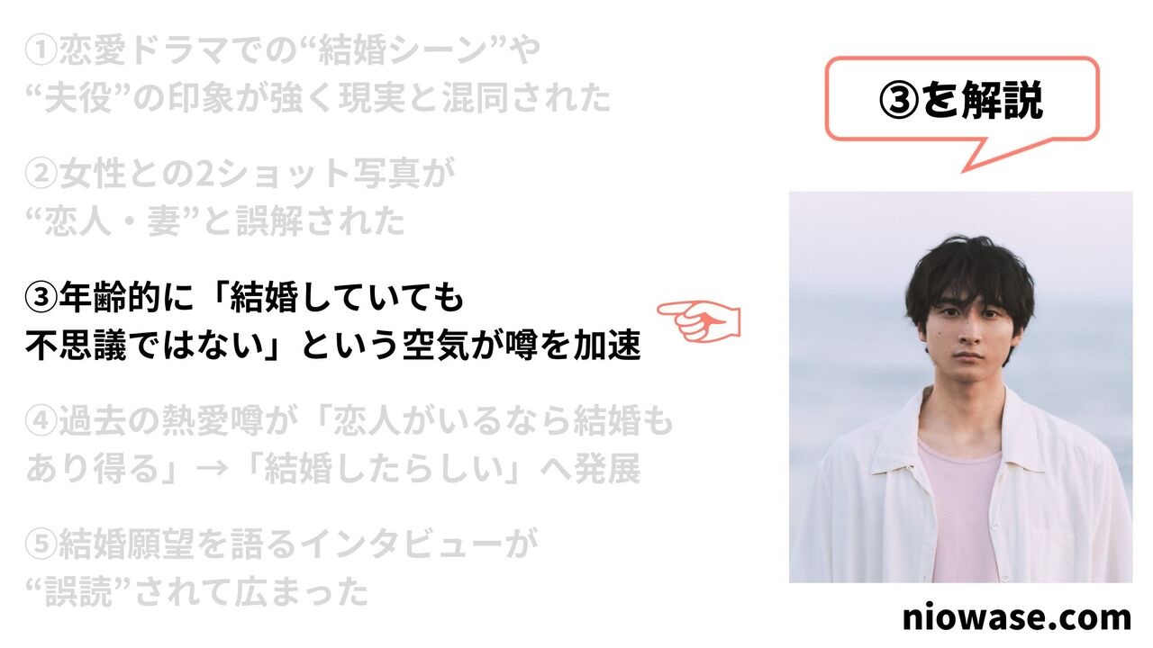 ③年齢的に「結婚していても不思議ではない」という空気が噂を加速